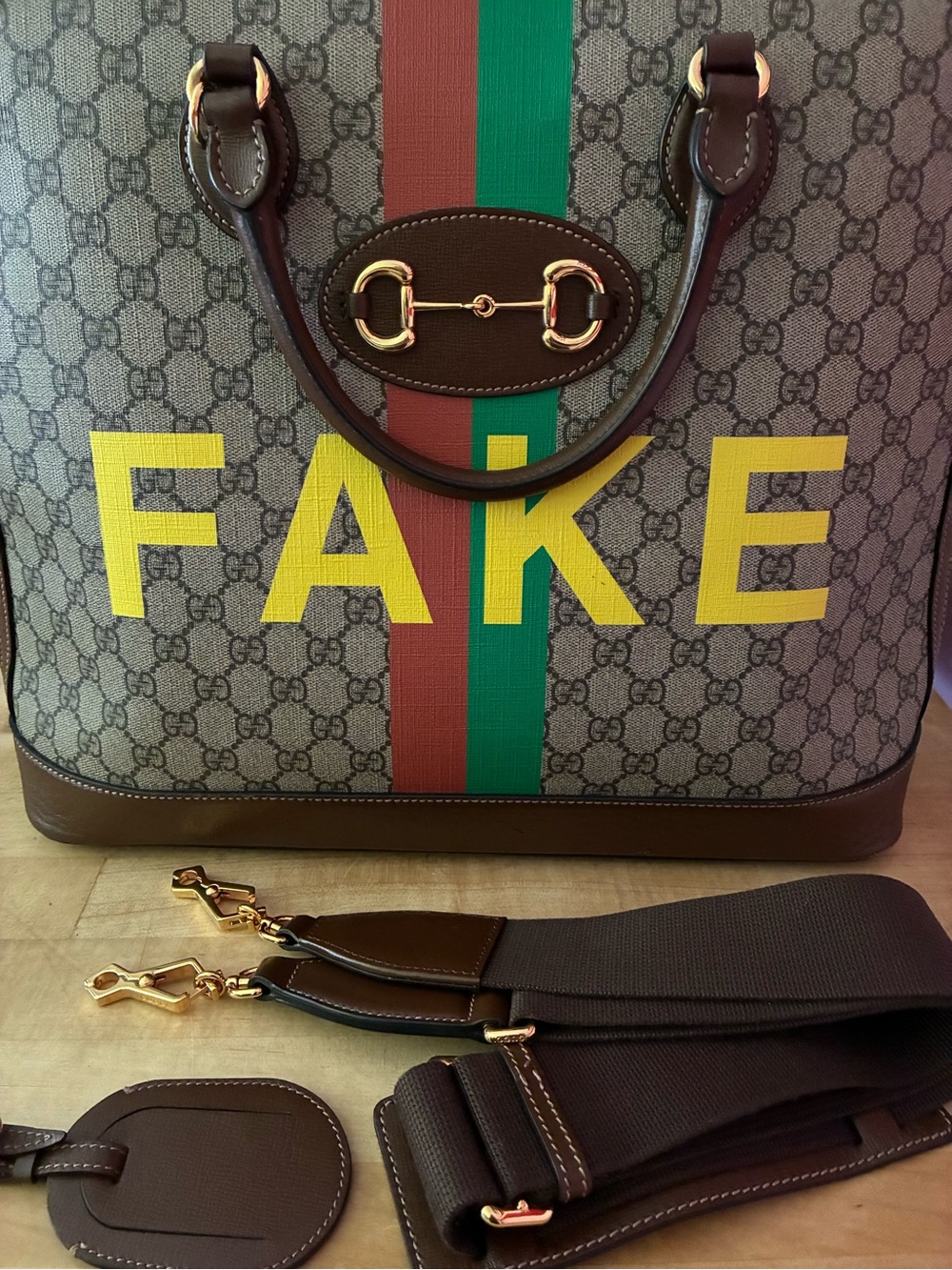 Gucci GG Supreme 1955 Horsebit Fake Not A/W 2020 Large Satchel w Crossbody Bag!